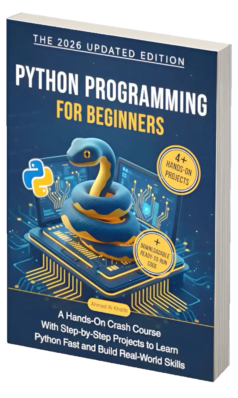 Book cover: Python Programming for Beginners, authored by Ahmad Al Khatib