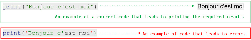 Figure 1.2: Using double quotes to define a string, in order to avoid errors