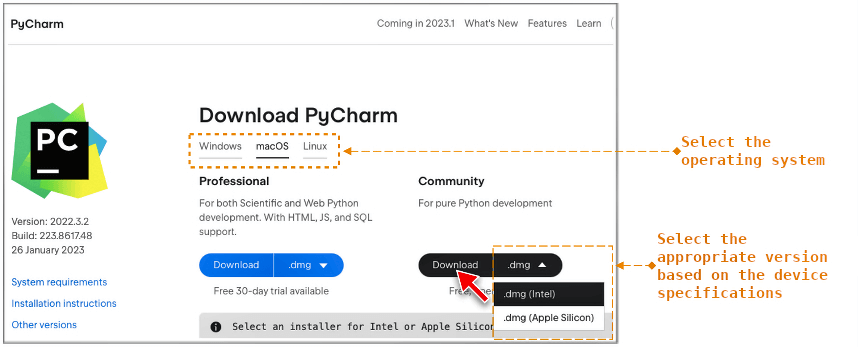 Figure 6: Downloading PyCharm